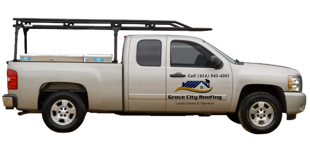 Roofing company vehicle